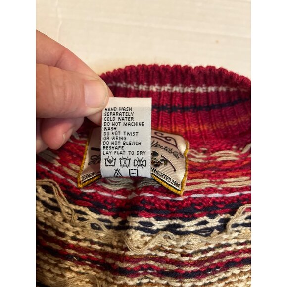 Heirloom Collectible women’s Red Nordic Knit Cardigan Sweater XL Cotton Ramie - Picture 5 of 10